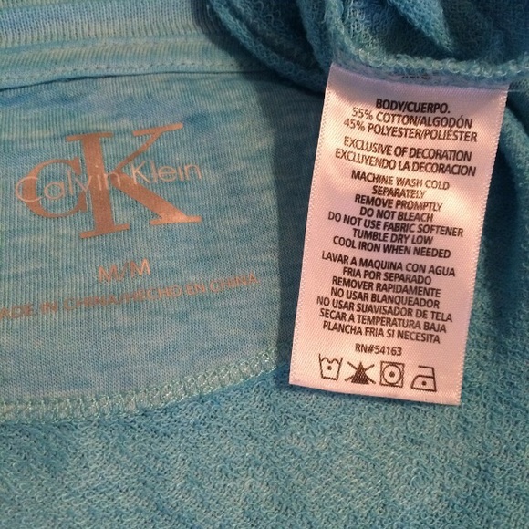 Calvin Klein comfy tee shirt blouse blue green top - Picture 4 of 8